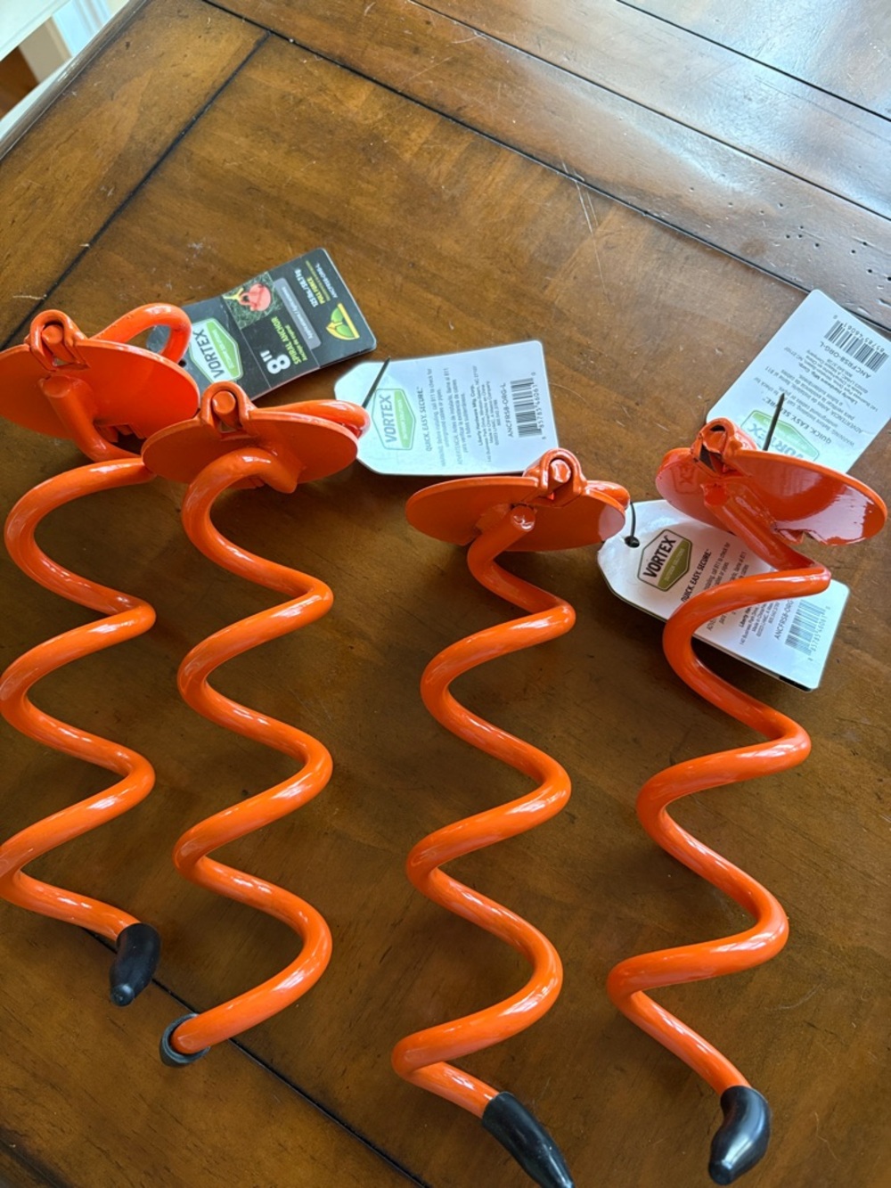 NWT 8” Vortex Orange Heavy-Duty Garden Anchors (Set of 4)